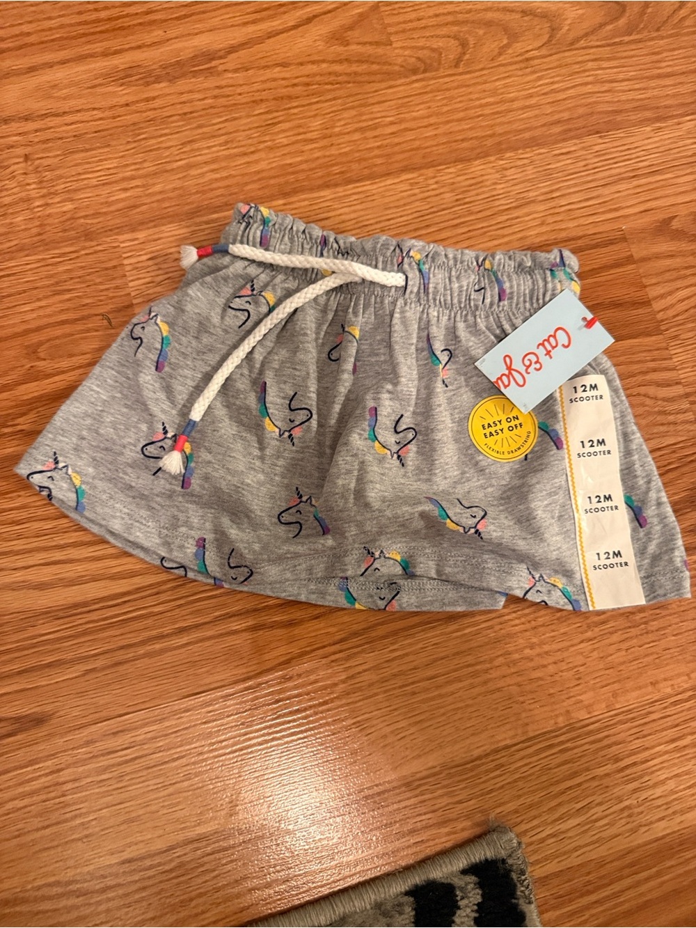 Cat & Jack Grey Unicorn Skort with Rainbow Accents